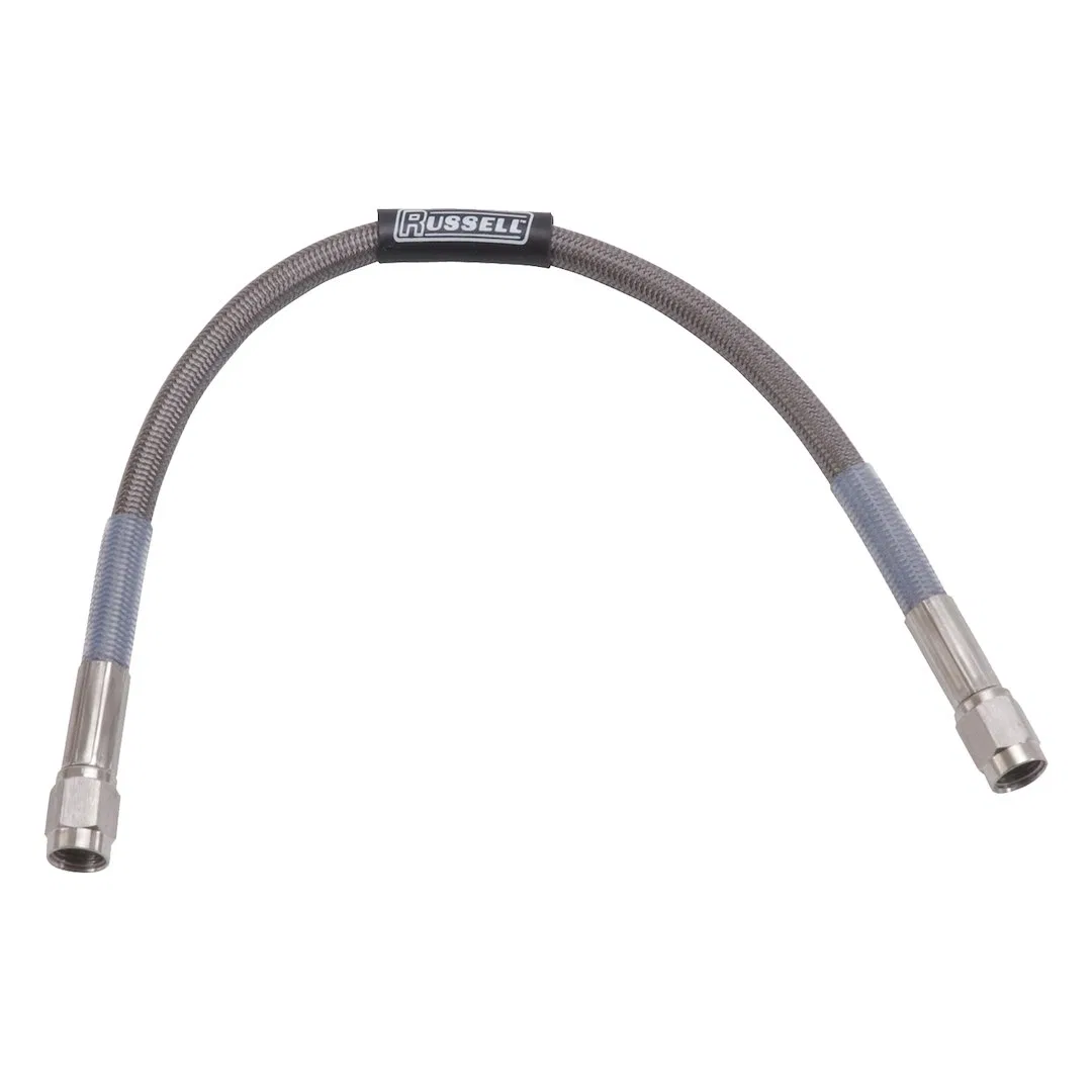 656080 – RUSSELL/EDEL Brake Line, Braided Stainless Steel -3 AN Hose/ Straight Fittings On Both Ends 30 Inch Length S...